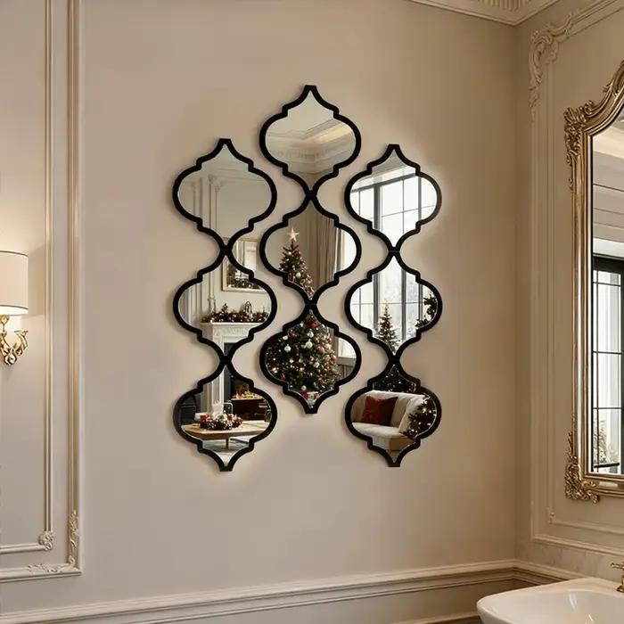 12 grands miroirs muraux marocains - Décoration marocaine noire adaptée à la salle de bain