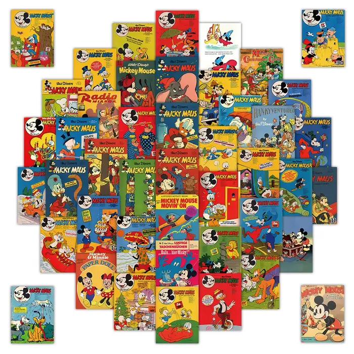 10/50 pièces ‌ Autocollants de dessin animé Style affiche Disney rétro