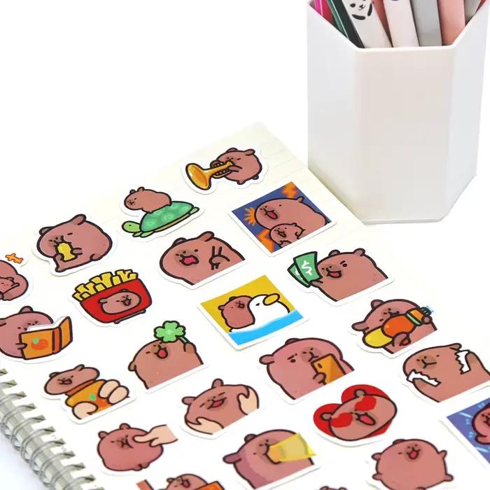 10/50/100 pièces Capybaras autocollants dessin animé mignon décalcomanies jouet papeterie guitare téléphone vélo ordinateur portable bagages voiture Graffiti enfants autocollant