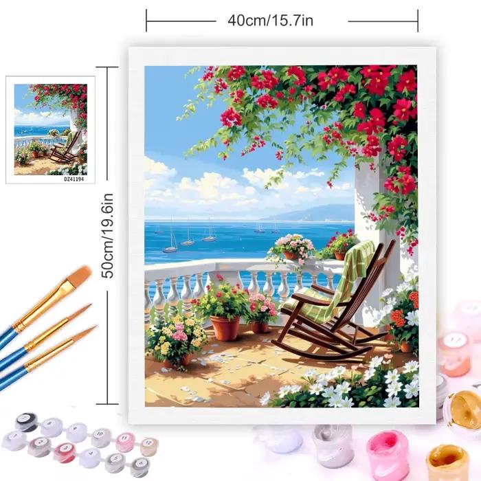 Peinture par numéros, paysage marin sur balcon
