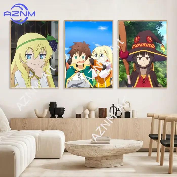 Affiche sur toile HD avec calligraphie et peinture d'anime japonais K-KonoSuba