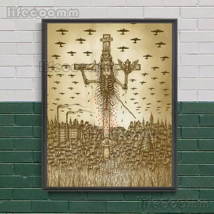 Apocalypse de la Science numérique Vintage mur Art toile peinture ancien diable croyance et moderne Science-Fiction Art affiche imprimer