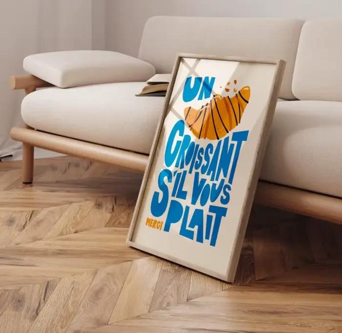 Un Croissant Print, affiche de petit déjeuner