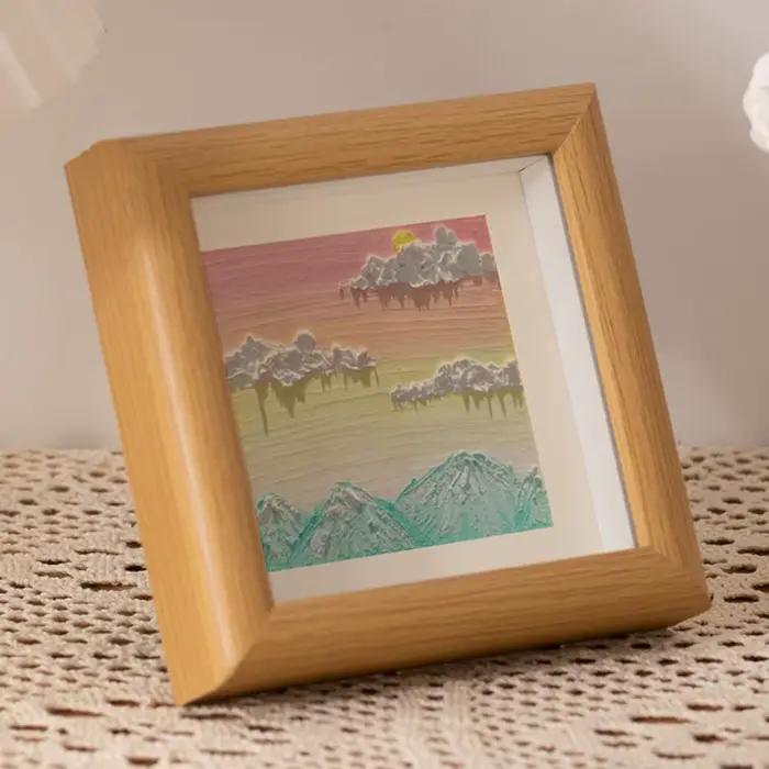 Mini cadre photo créatif en bois, ornements en bois, cadre photo DIY, cadre d'affichage carré pour peinture