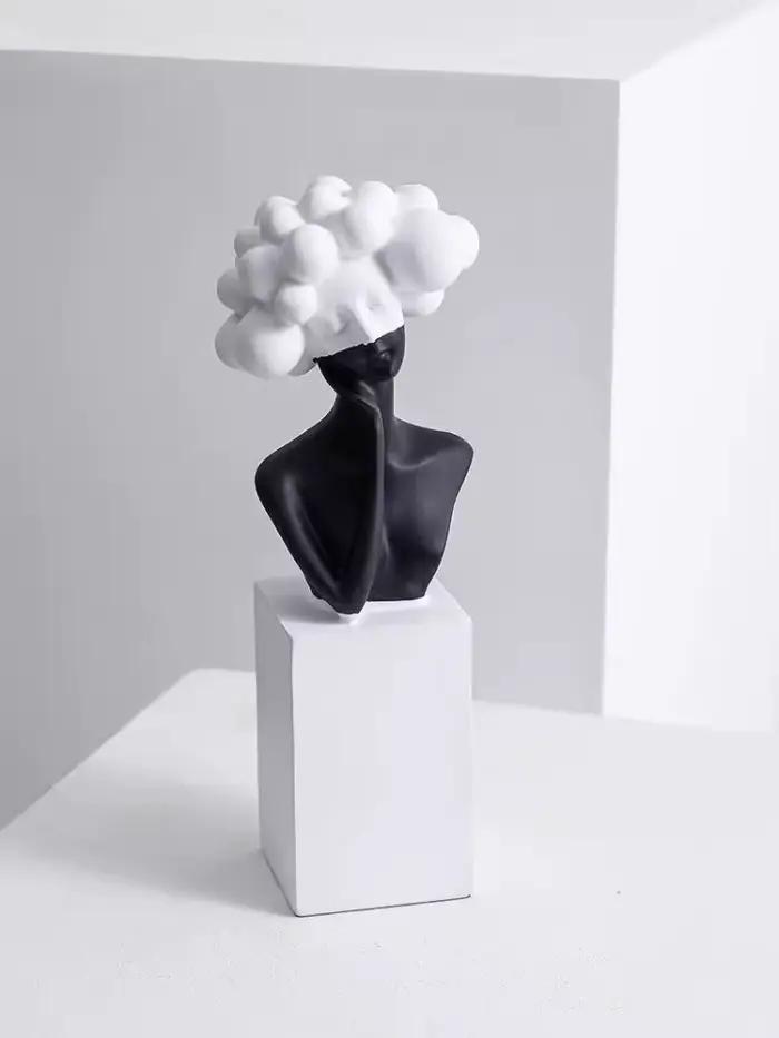 Sculpture de figurine d'art moderne noir et blanc