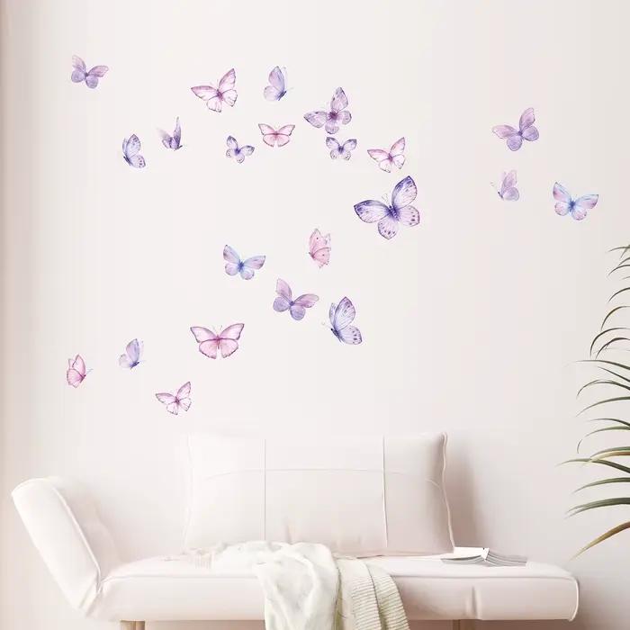 Autocollants muraux romantiques en forme de papillon