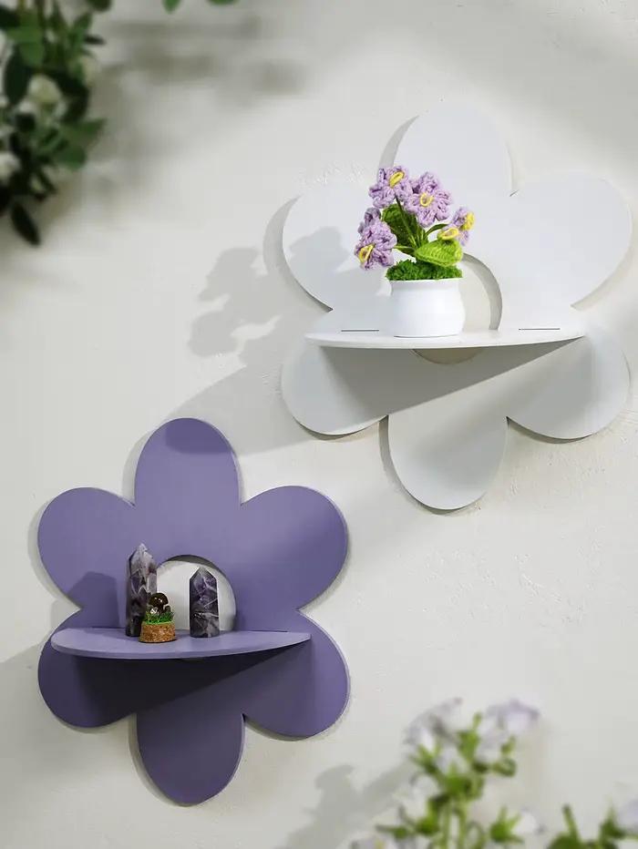 Étagères murales en bois en forme de fleur - Étagère décorative mignonne pour la chambre d'enfant