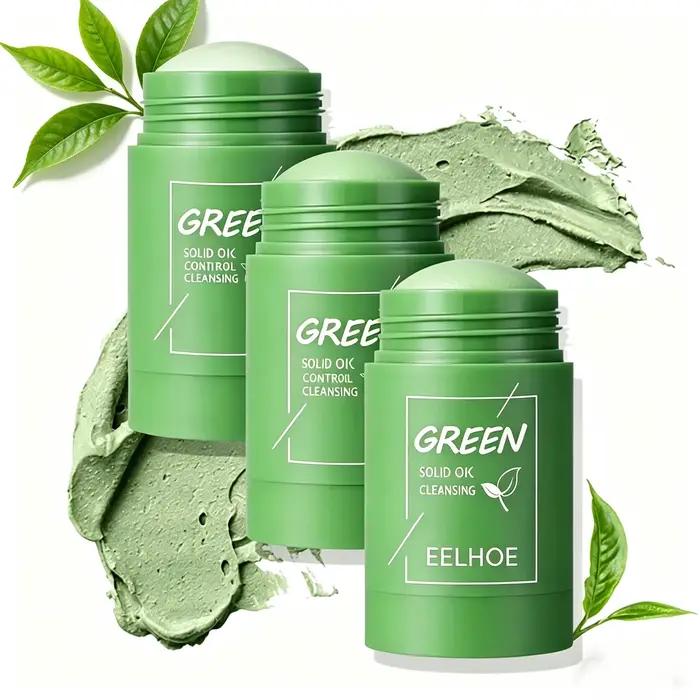 Bâtonnet d'argile au thé vert pour le visage, masque vert en stick, anti-acné, réduit les points noirs, extrait de thé vert, masque facial, nettoyage des pores, 1 à 5 pièces