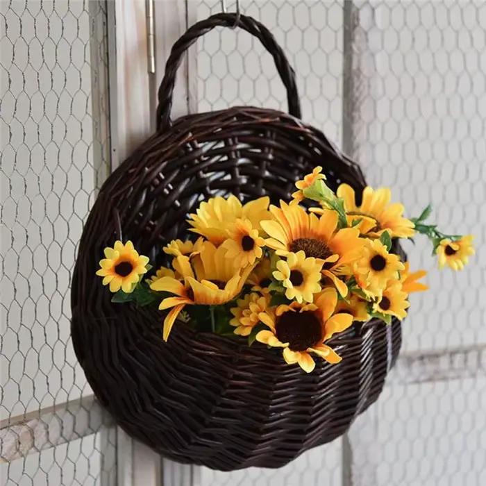 ABKW - Panier mural en osier naturel pour fleurs