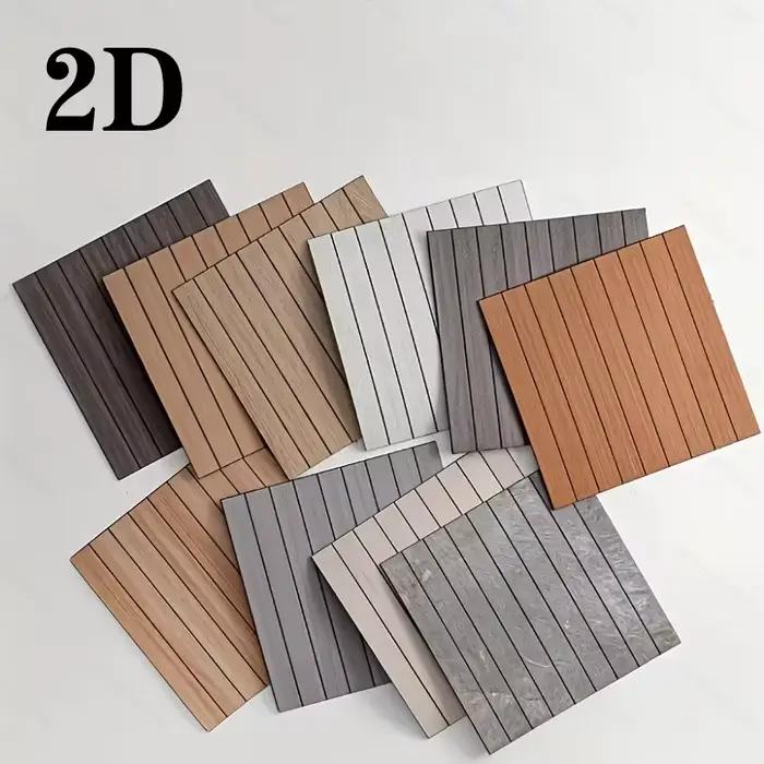 Lot de 10 panneaux muraux en lattes de bois 30x30cm