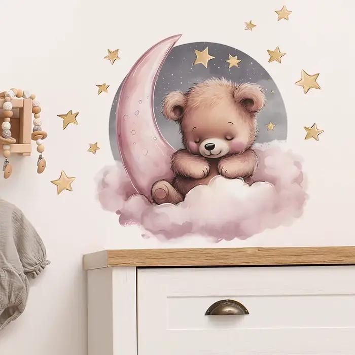 Autocollants muraux décoratifs en vinyle ours pour enfant