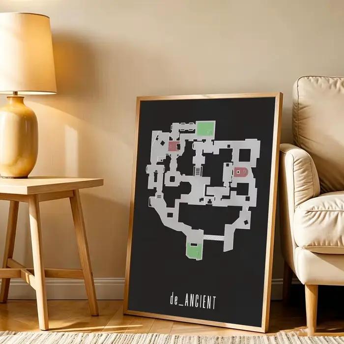 Affiche d'art sur toile de qualité supérieure, peinture murale neutre chic pour la décoration de la maison, CSGO Map Painting Calligraphy Gallery-Quality Canvas Art Poster