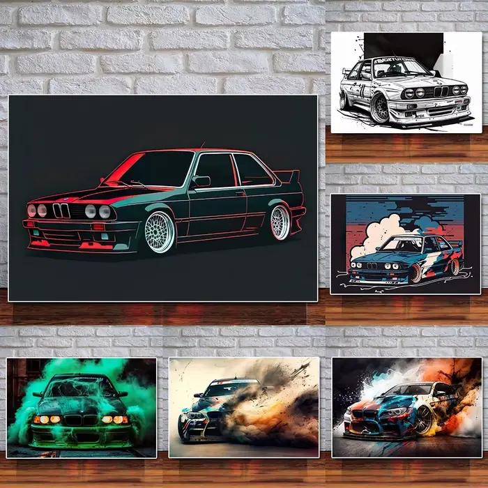 Art mural de voiture de course de luxe avec graffiti