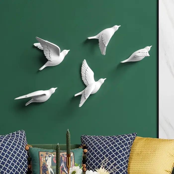 Autocollants muraux oiseaux en résine 3D