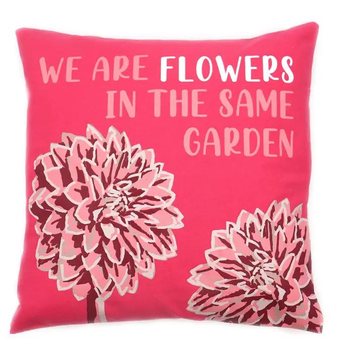 Printed Cotton Cushion Cover - We are Flowers - Natural