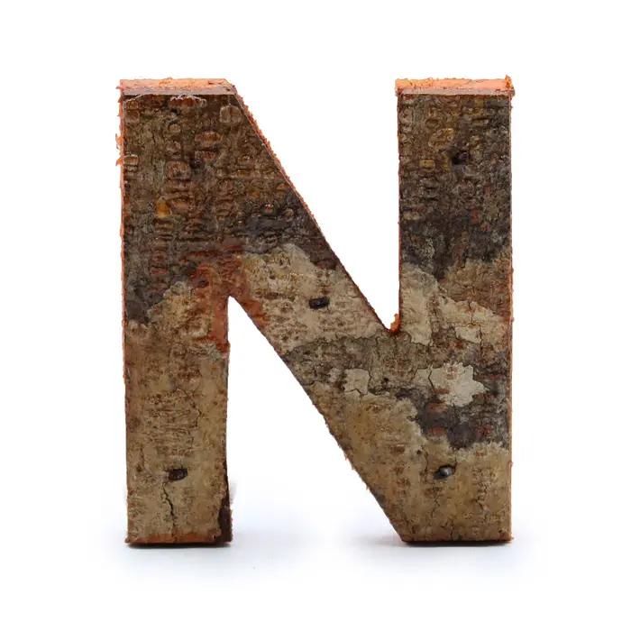 Rustic Bark Letter   - N  - 7cm