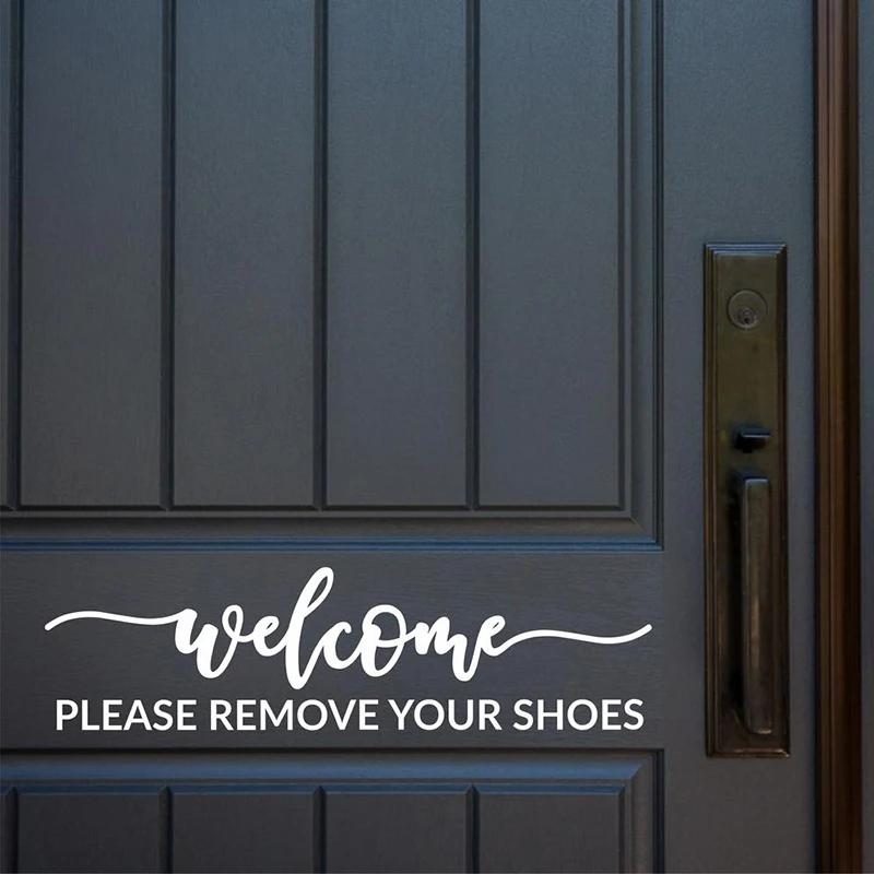 Autocollant de bienvenue pour porte d'entrée, veuillez retirer vos chaussures, autocollant de salle 