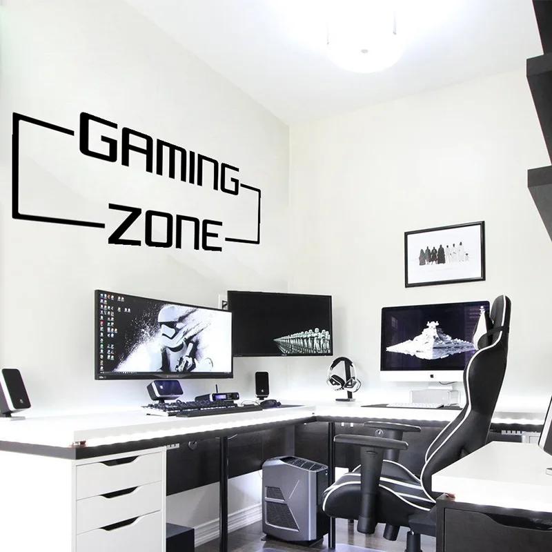 Grand autocollant mural Gaming Zone, salle de jeux, chambre d'enfant, jeu vidéo, citation, décalcoma