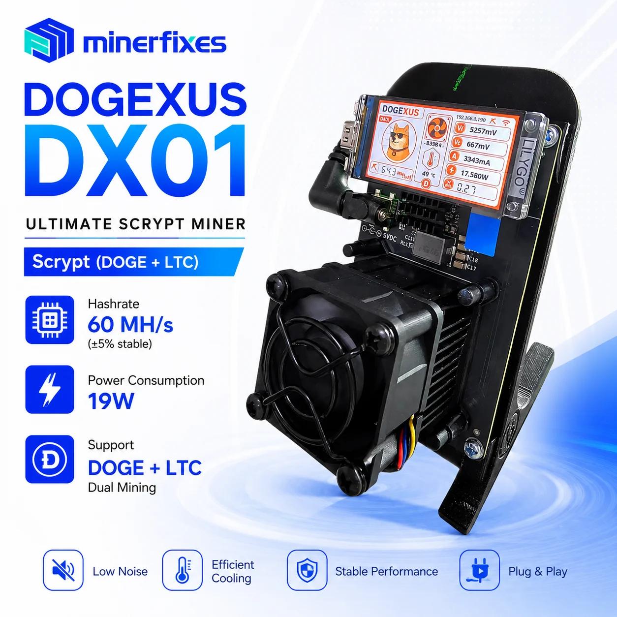 DOGEXUS DX01 Doge Solo Miner 60MH/s Scrypt Mining Machine Machine de minage à faible consommation 19
