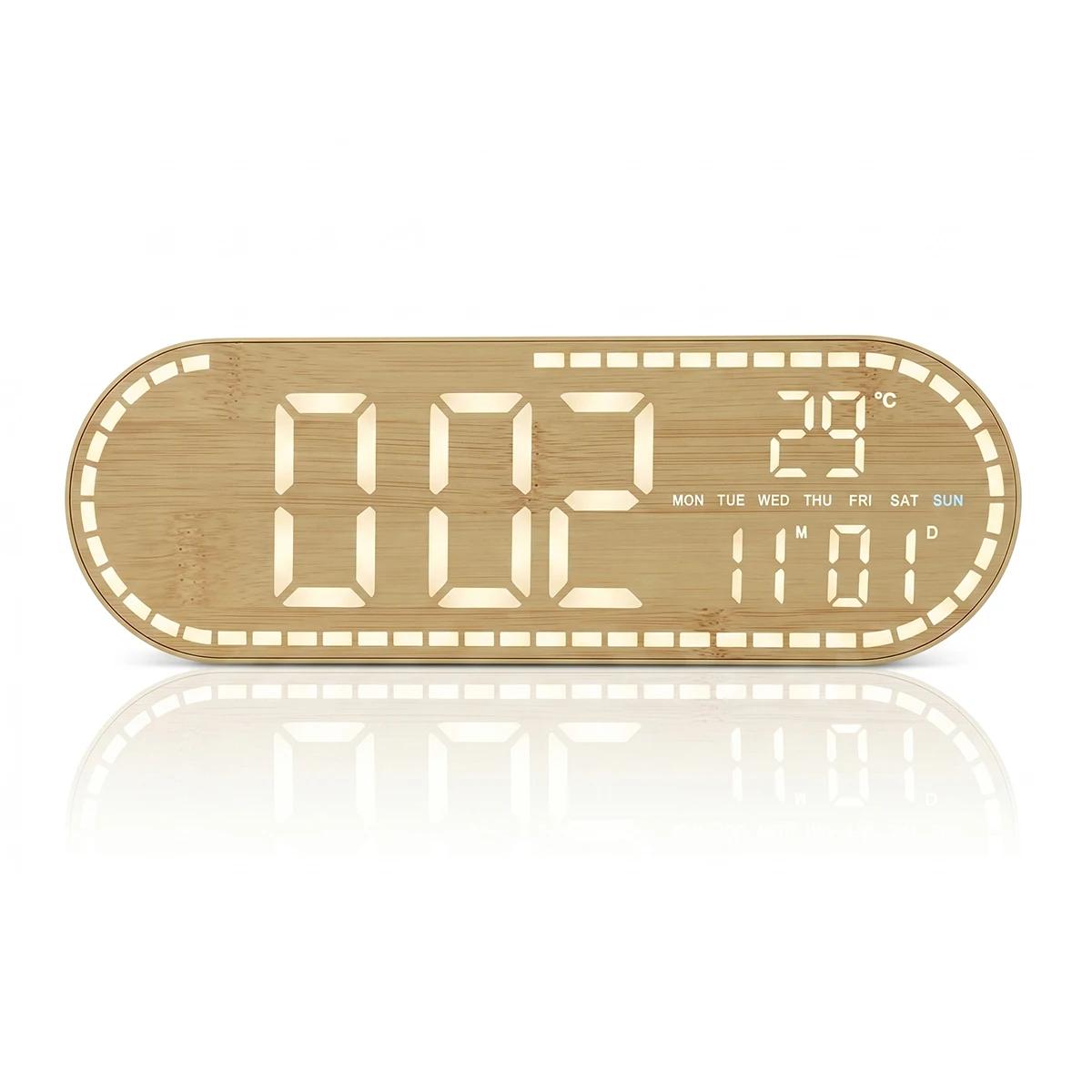 Grande horloge murale numérique avec affichage de la température, de la date et du jour de la semain