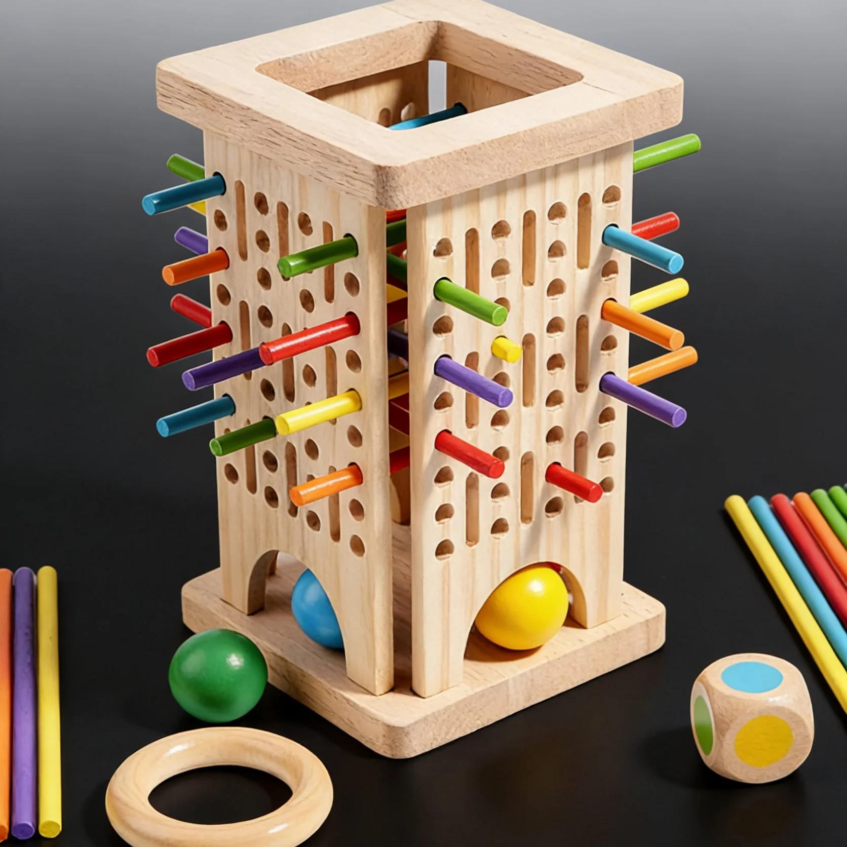 Jeu de traction de bâtons en bois pour enfants, Modes de bâtons multicolores, conception en bois épa