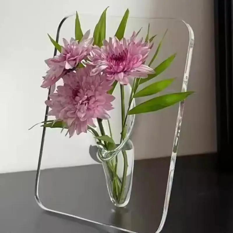 ✿ Vase à fleurs en acrylique transparent, vases d'art moderne pour la décoration de la maison, vases