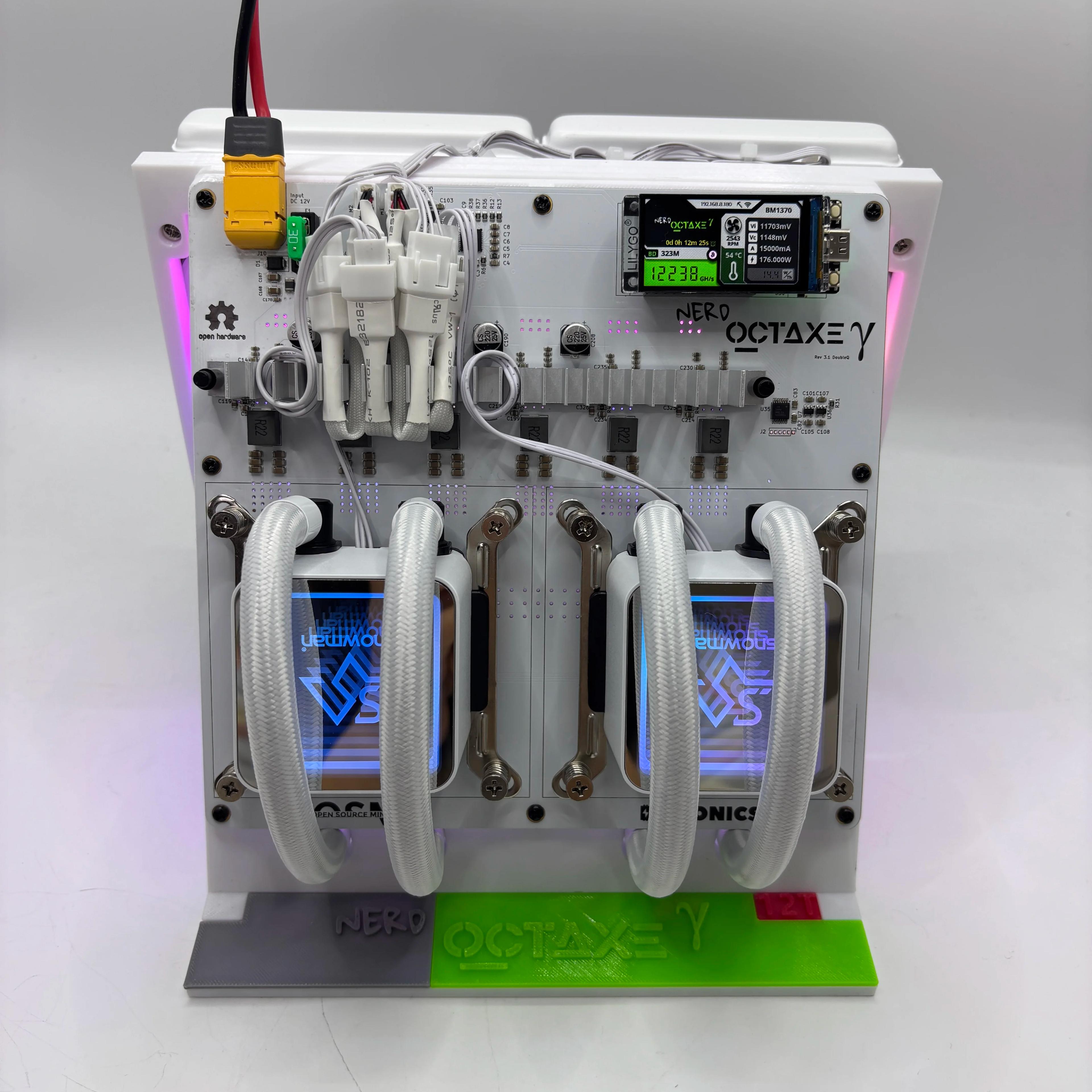 Miner NerdOctaxe Hydro 12T Rev3.1 avec alimentation Meanwell, mineur solo BTC NerdOctaxeY Hydro, min
