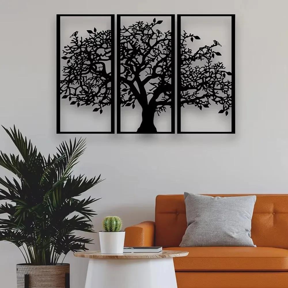 Décoration murale en métal pour arbre généalogique, 3 pièces, art en fer, arbre de vie. Art mural 3D moderne pour la décoration de la maison, de la chambre à coucher et du salon.
