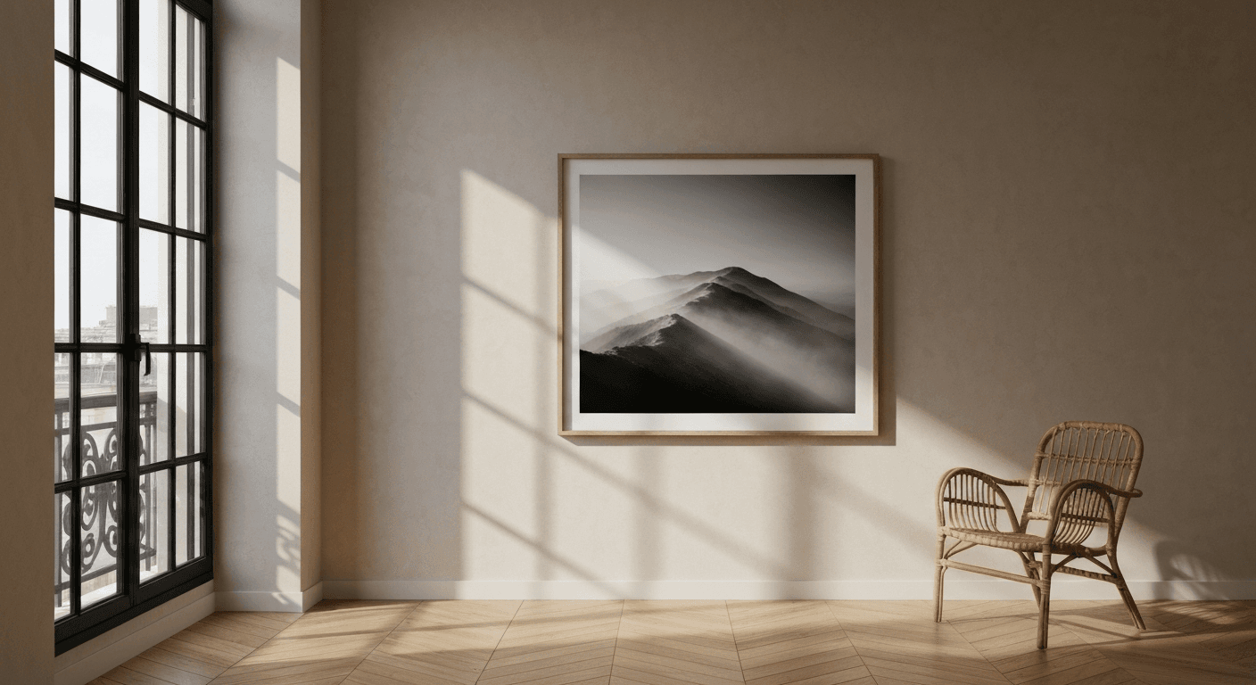Mur composé — gallery wall installation in a parisian apartment, museum eye-line