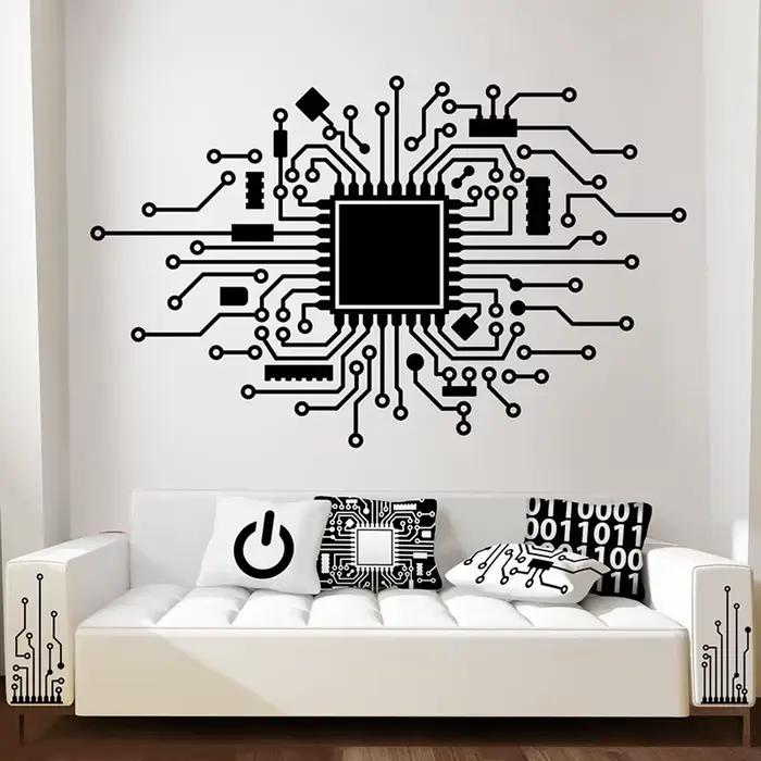 Autocollant mural pour ordinateur, processeur IT, producteur de musique numérique, Hacker, autocolla