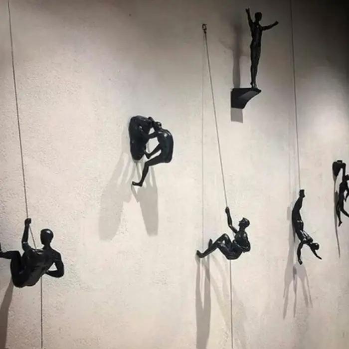 Figurine murale en résine pour homme et homme, ensemble de 6 pièces, abstrait, créatif, escalade, fi