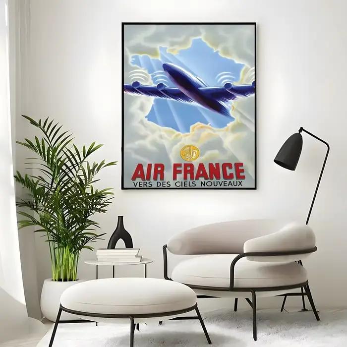 Affiche de voyage vintage Air France, affiches classiques et impressions d'art mural adaptées aux sa
