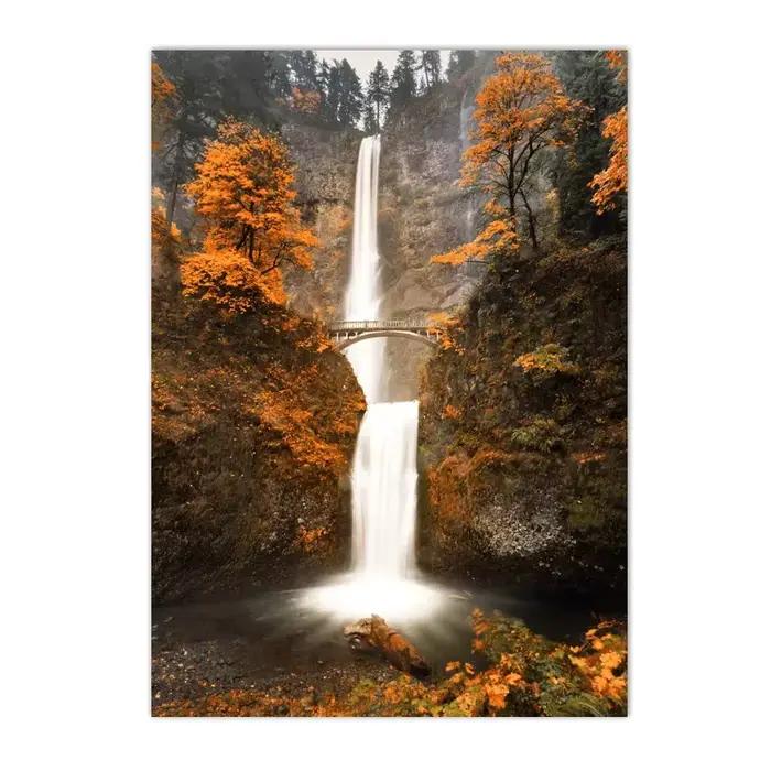 Affiche de paysage d'automne, sentier forestier, feuilles, art mural, peinture sur toile, affiches e