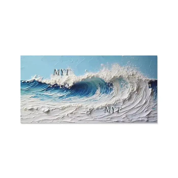 Image d'art de vague de mer, mur de paysage naturel, peintures à l'huile de couteau, œuvre d'art abs