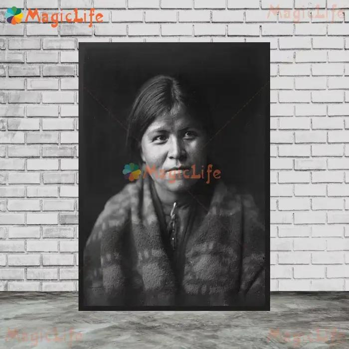 Portrait de fille indienne femme leader de la tribu, images murales pour salon, décoration de maison