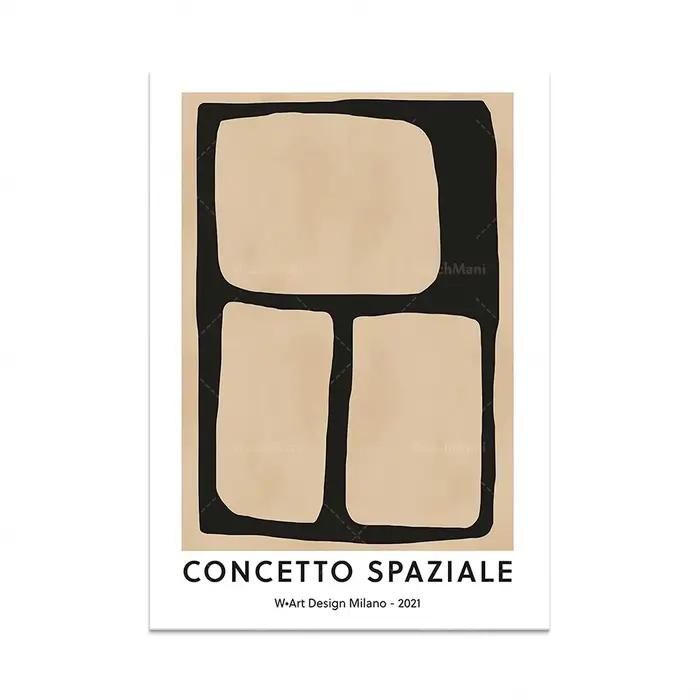 Affiche d'exposition médiévale d'Italie, art abstrait, affiche de musée italien, décoration murale,