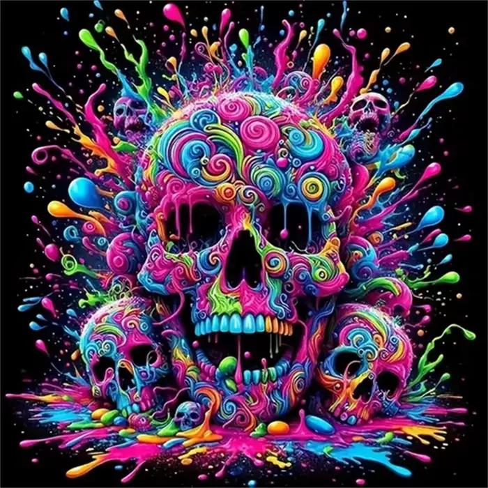 Peinture Diamant DIY Décoration Murale Cadeau, Art Graffiti Multicolore Effet Vapeur de Sucre Arc-en
