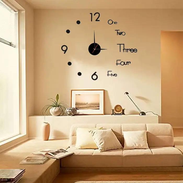 Horloge murale autocollante en chiffres romains, miroir acrylique, horloges à quartz, montre bricola