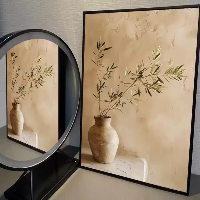 Art déco rétro Vase à fleurs toile mur Art imprimé, affiche de fleurs abstraite moderne sans cadre p
