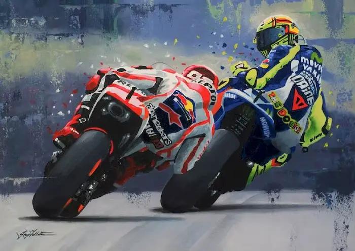 Affiche de course de Grand Prix de championnat de moto abstrait, Portrait imprimé, Graffiti, peintur