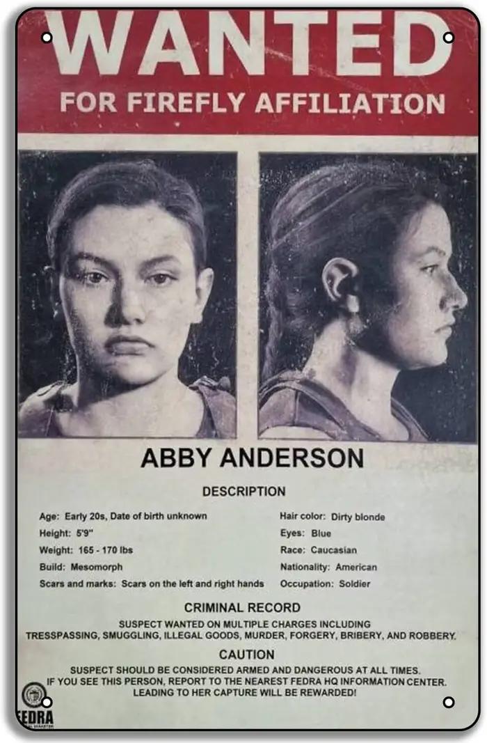 Abby Wanted Poster, The Last Part II of Us, 8x12 ", Metal 18/Sign Plaque, Funny Man Diversization Ro