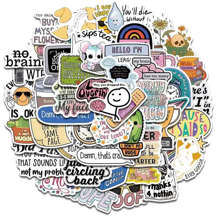 Autocollant sarcastique esthétique Kawaii Scrapbook Graffiti décoration ordinateur portable bagages