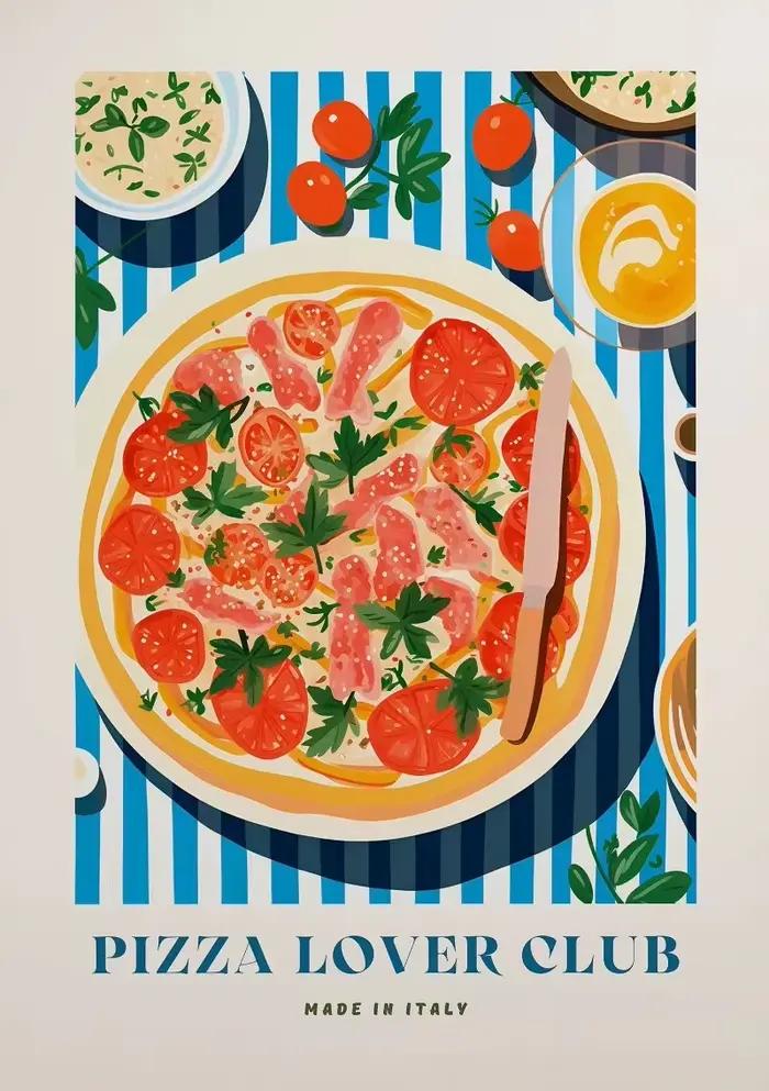 Aperol Spritz Pizza et vin Negroni Cocktail toile affiche Sardine nourriture mur Art imprime pour cu