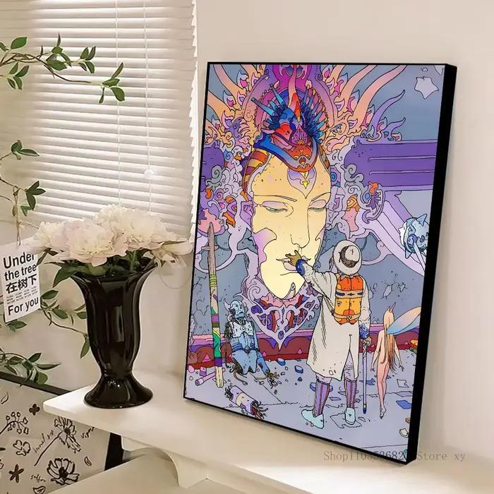 Autocollants d'affiche de dessin animé Moebius, décoration murale pour salon, chambre à coucher, ent