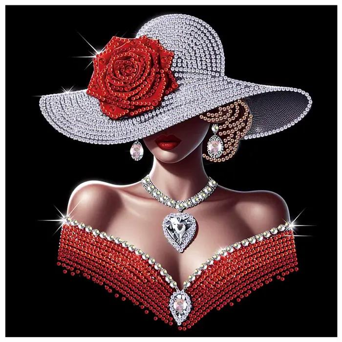 Kits de peinture d'art de diamant pour adultes, Kits d'art de diamant de forme spéciale de dame élég