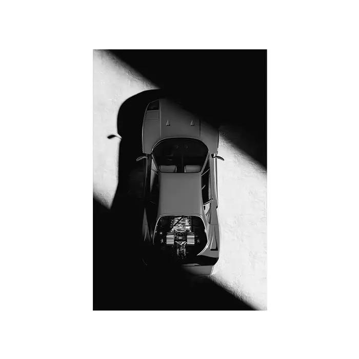 AZNM Ferrari F40 Impression d'art mural noir et blanc, affiche sur toile simple non encadrée, vue ar