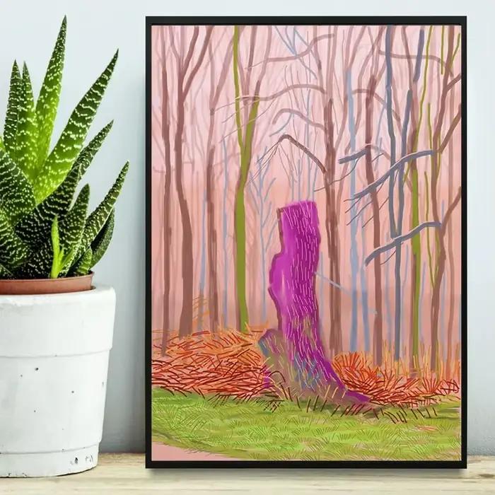 David Hockney, l'arrivée du printemps, esthétique abstraite minimaliste, peinture sur toile imprimée