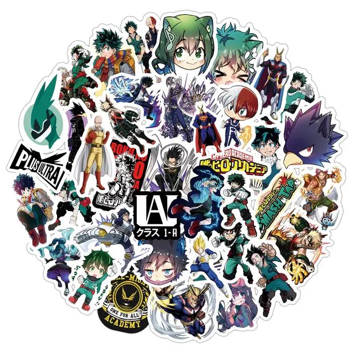 50 autocollants de dessins animés My Hero Academia, autocollants manga, DIY, pour skateboard, guitar