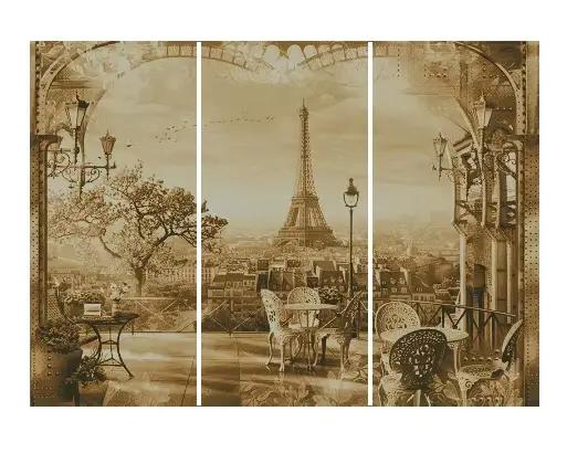 Un triptyque. Toile non imprimée avec point de croix, kit d'art de broderie, bricolage fait à la mai