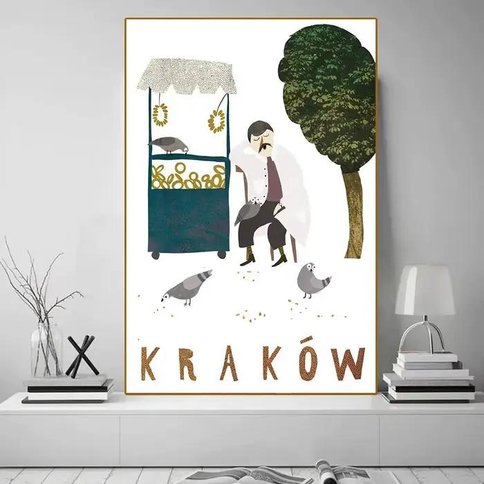 Cracovie, Varsovie, Zakobani. Affiches de voyage polonaises et décorations de salon sans cadre, pein